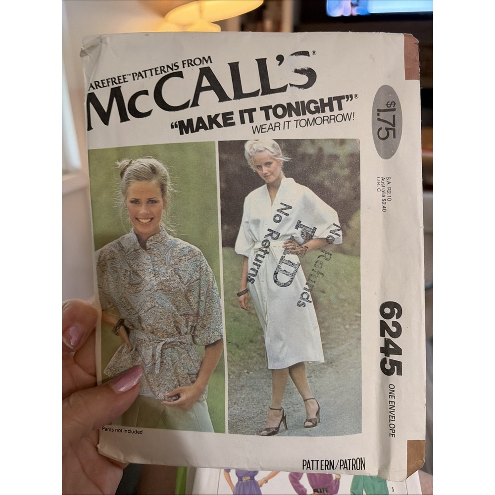 McCall's 6245 Misses Dress or Top Sewing Pattern Size 6 Vintage 7 Piece Cut